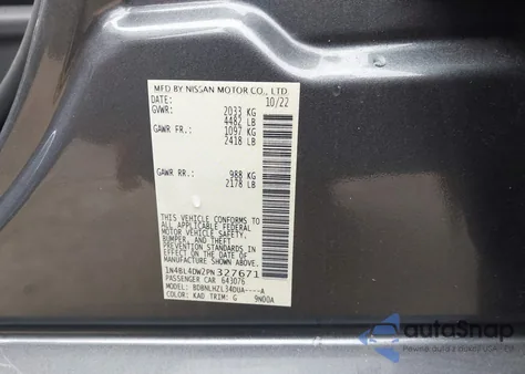 2023 Nissan Altima Sv Intelligent Awd from USA, damaged, VIN 1N4BL4DW2PN327671